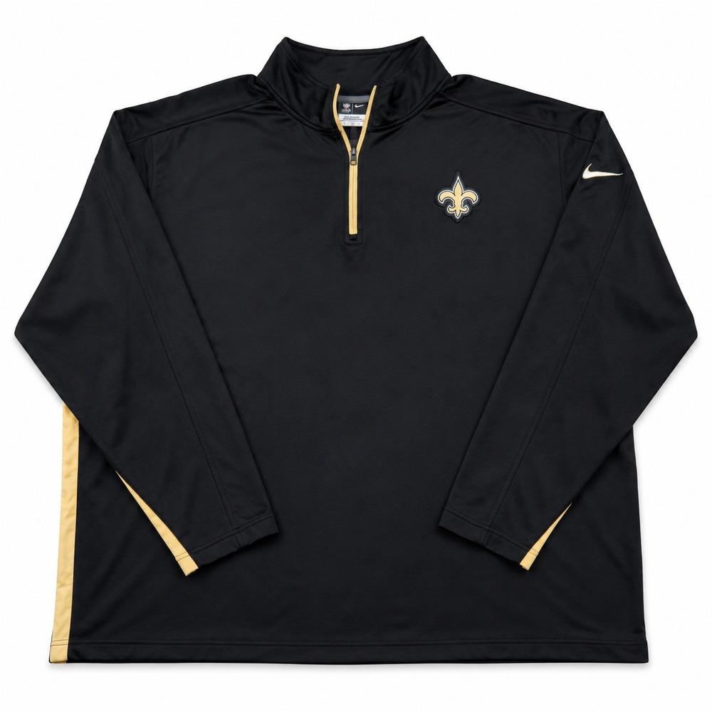 Nike NFL Onfield New Orleans Saints Quarter Zip Pullover Black Gold Mens 3XL